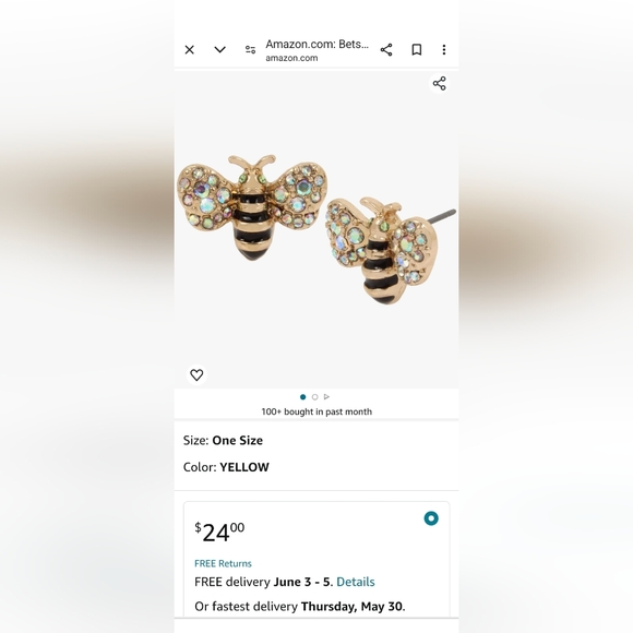 Just In.... Betsey Johnson Bumble Bee Stud Earrings. - Picture 2 of 7